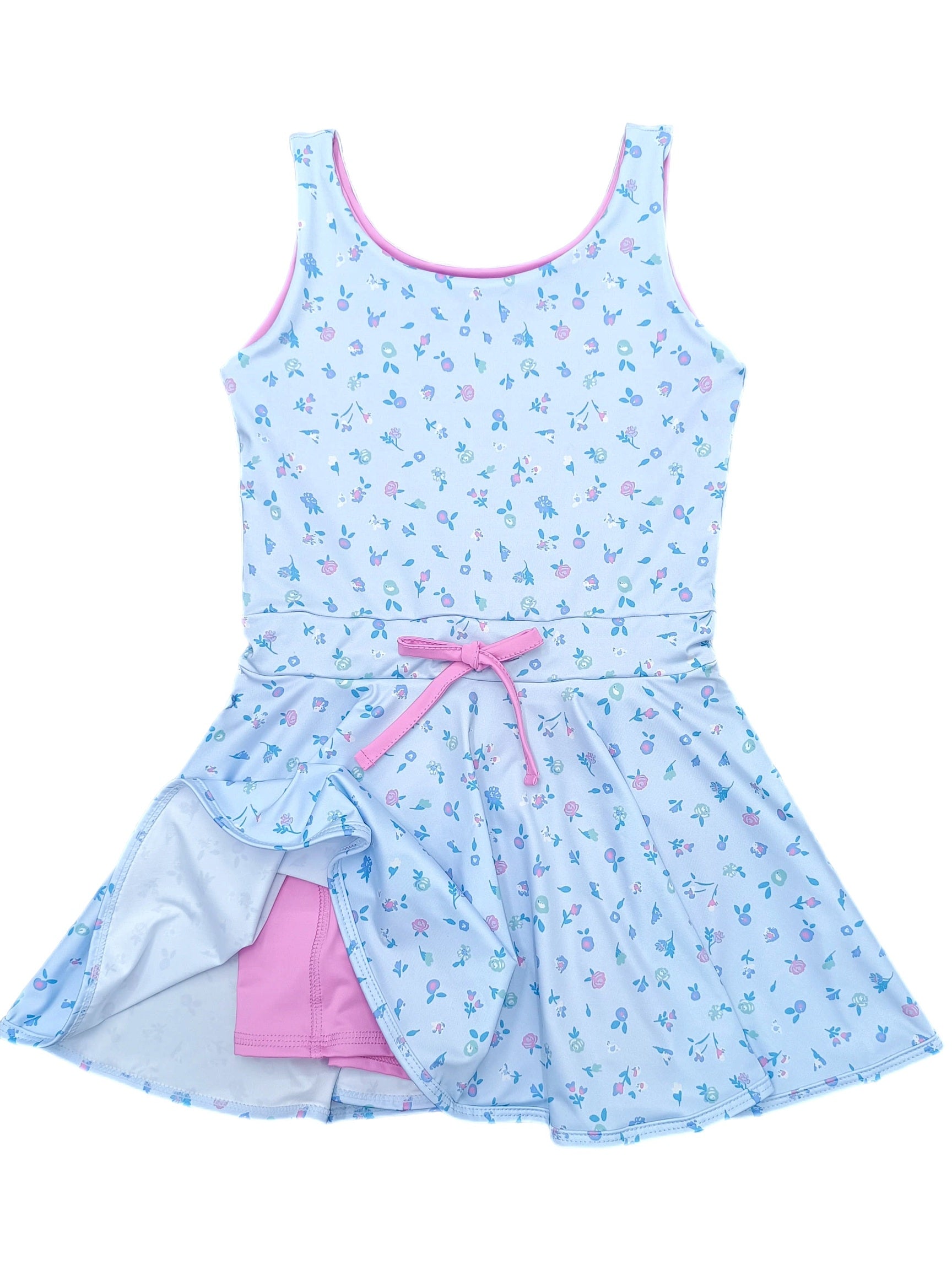 PRE-ORDER Athleisure Tie Dress - Blue Floral