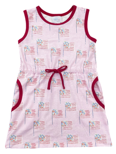 PRE-ORDER Camille Dress - Pink Patriotic Flags