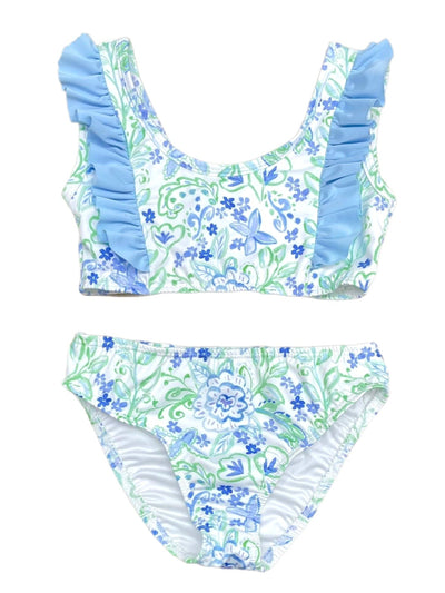 Loren Two Piece Swimsuit - Blue & Green Floral