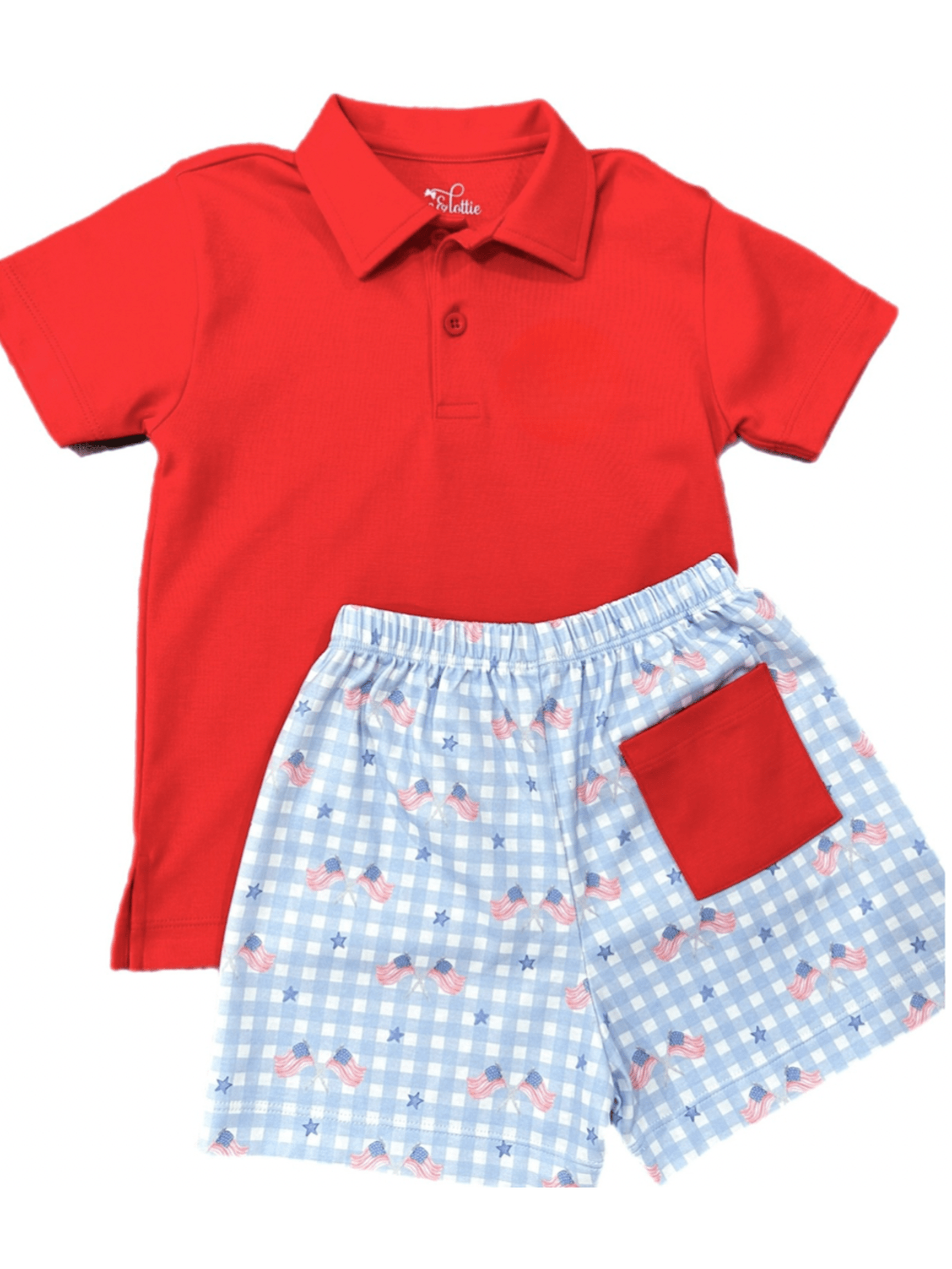 PRE-ORDER Conrad Short Set - Patriotic Gingham Knit