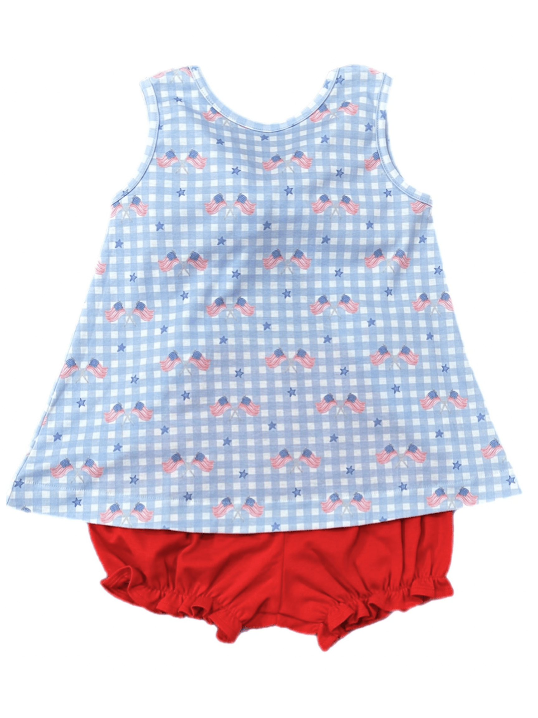 PRE-ORDER Lottie Bloomer Set - Patriotic Gingham Knit