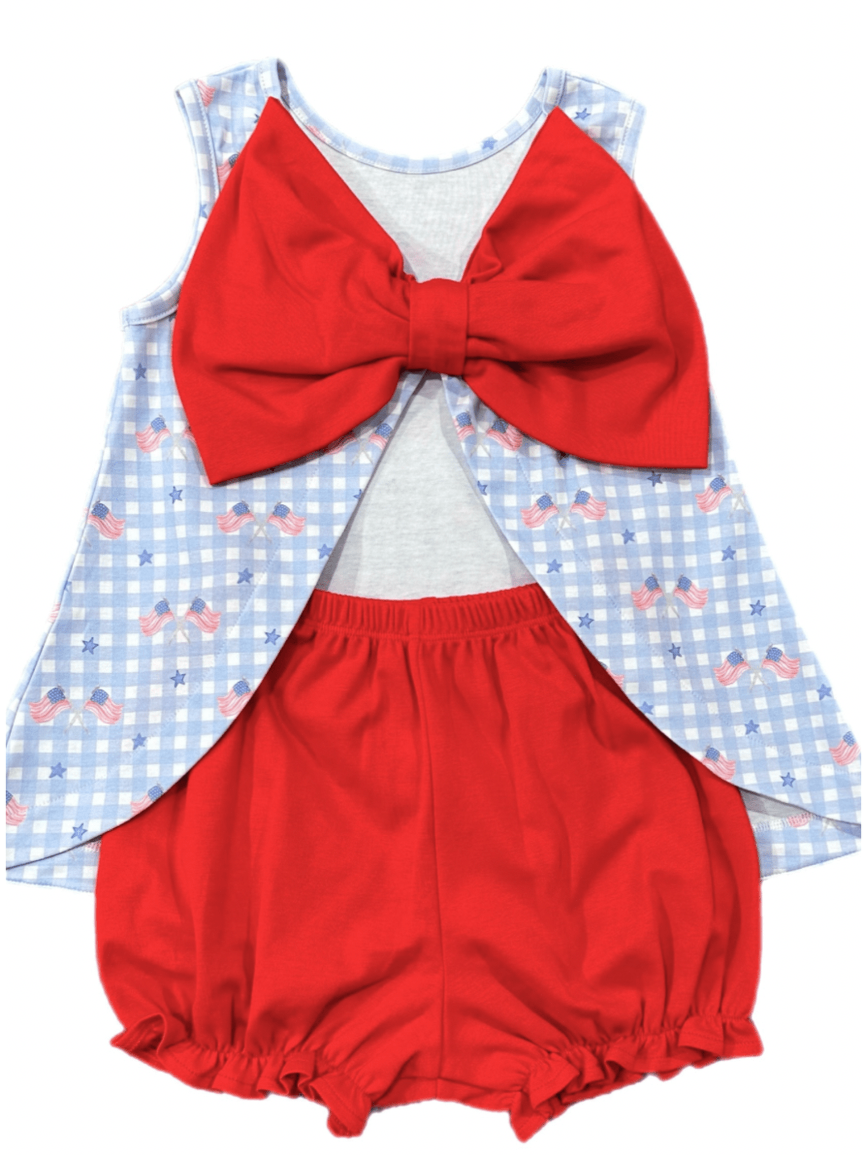 PRE-ORDER Lottie Bloomer Set - Patriotic Gingham Knit