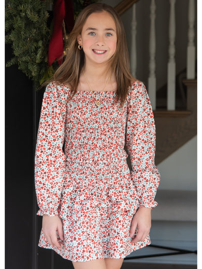 PRE-ORDER Christmas Floral Smocked Dress