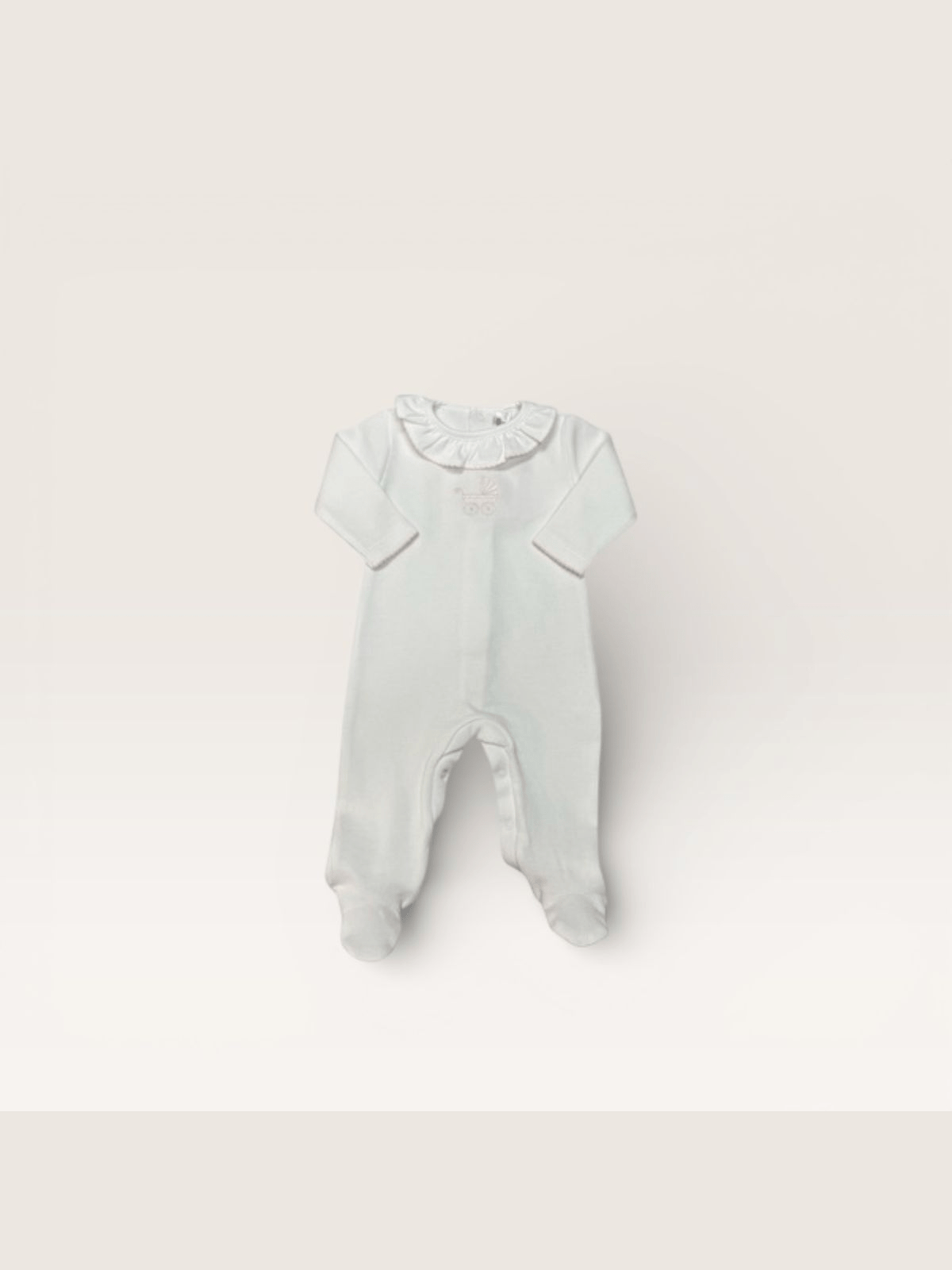 Pink Pima Footie With Pram Embroidery