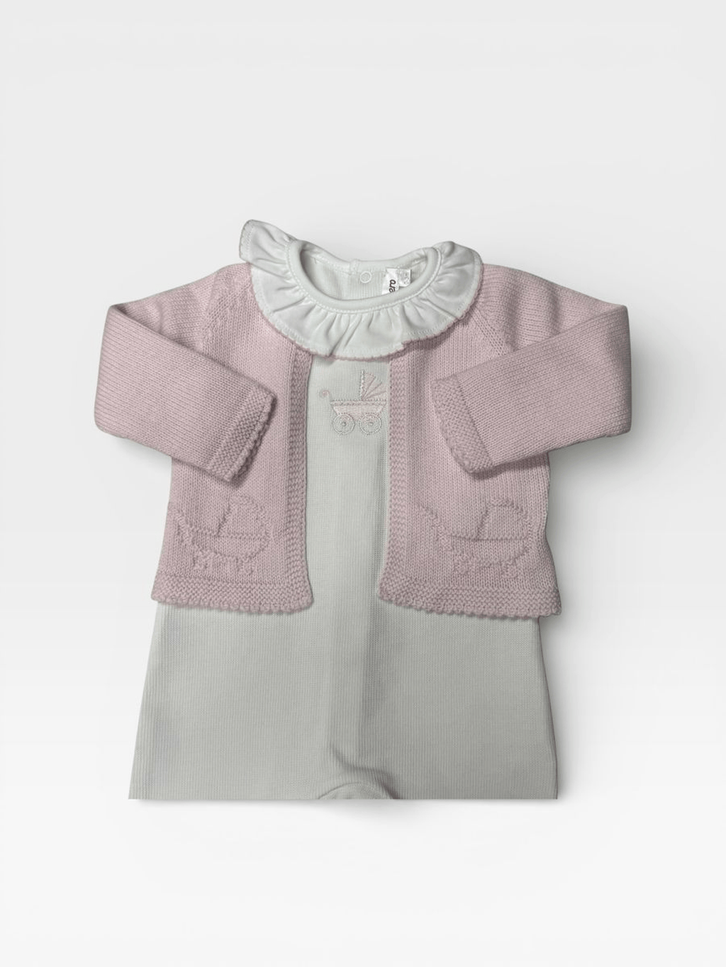 Pink Pima Footie With Pram Embroidery