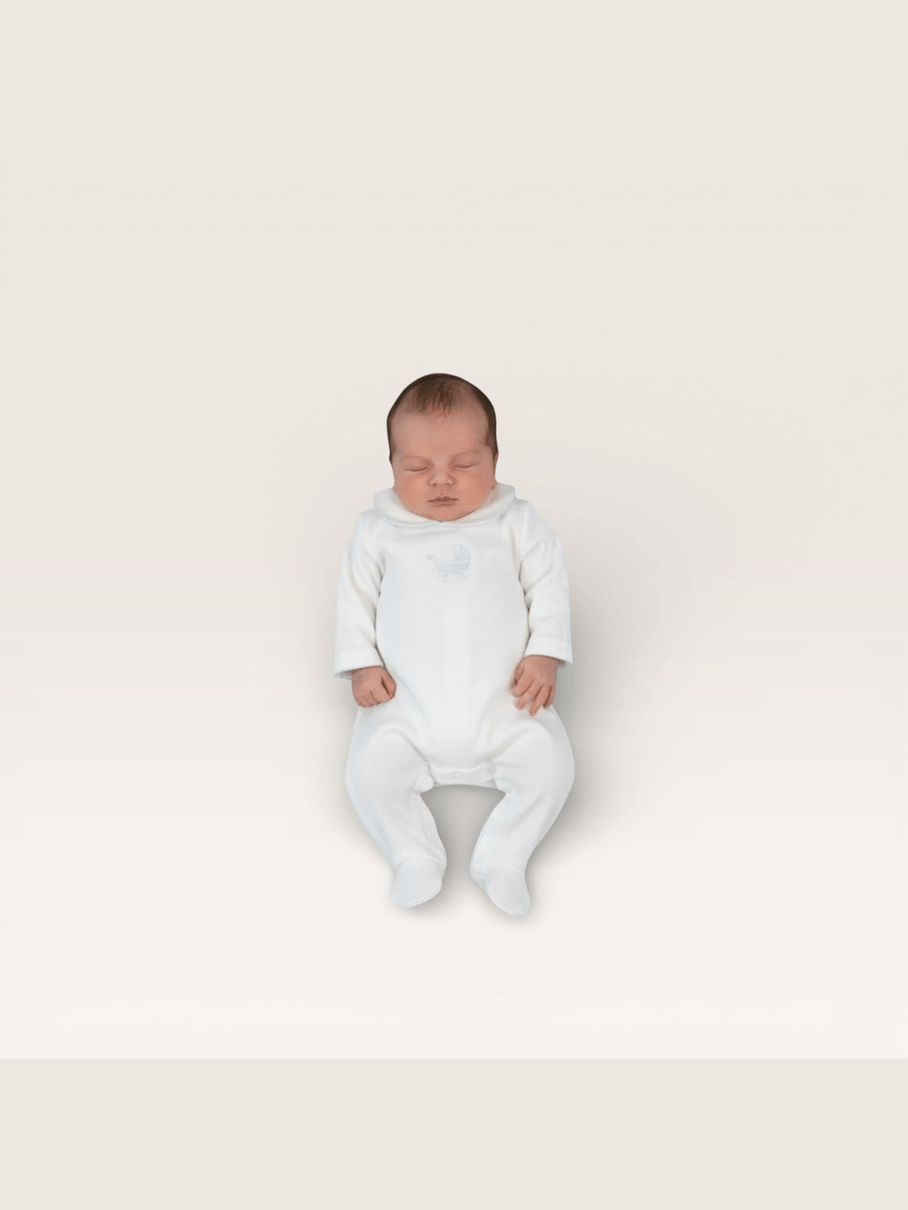 L. Blue Pima Footie With Pram Embroidery