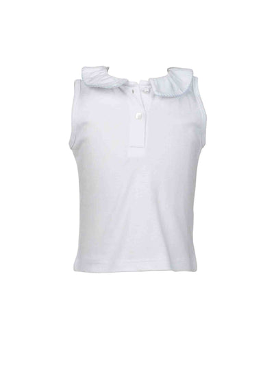 PRE-ORDER Sleeveless Shirt with Light Blue Trim