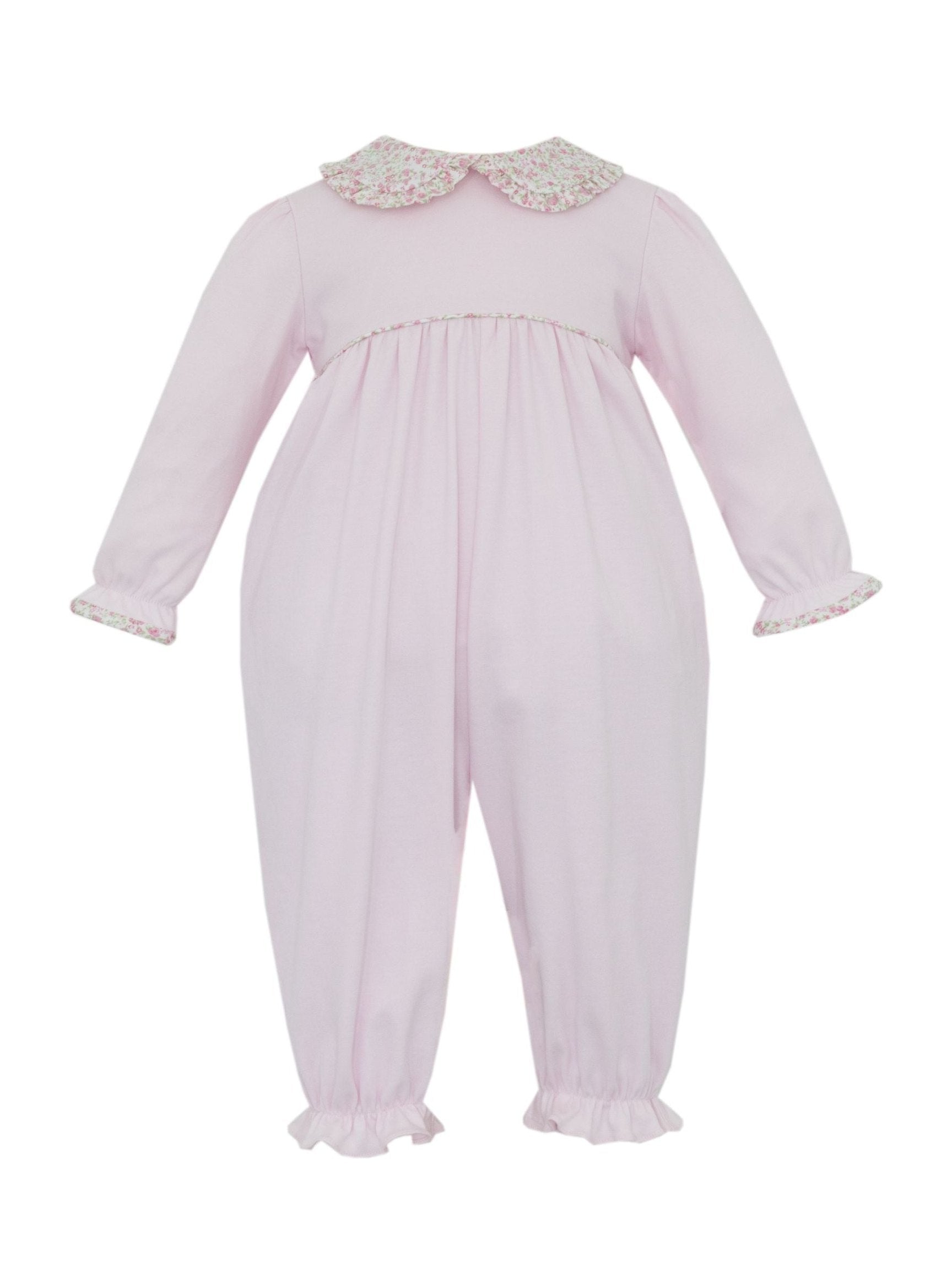 Pink Knit Girl'S Long Romper L/S