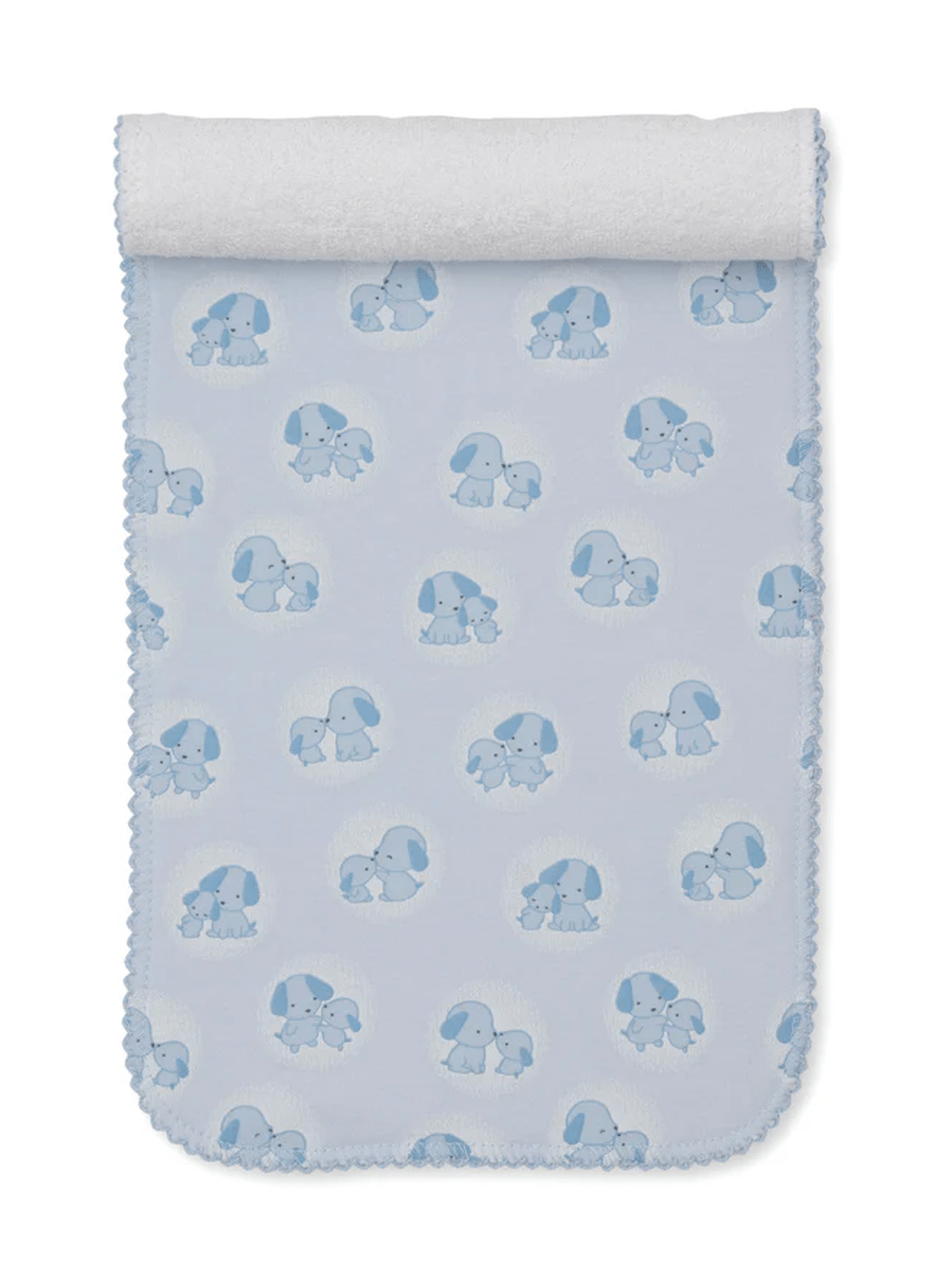 Puppy Family Blue Burp Cloth