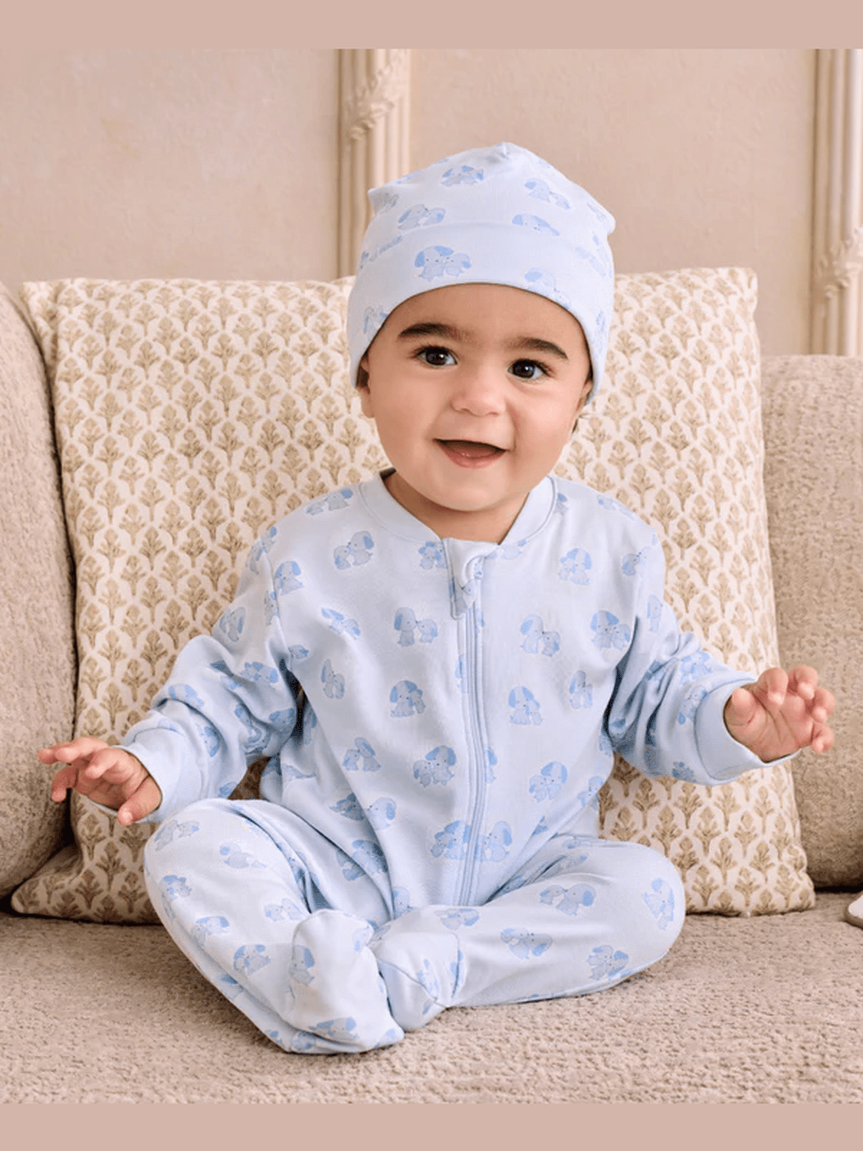 Puppy Family Blue Zip Footie