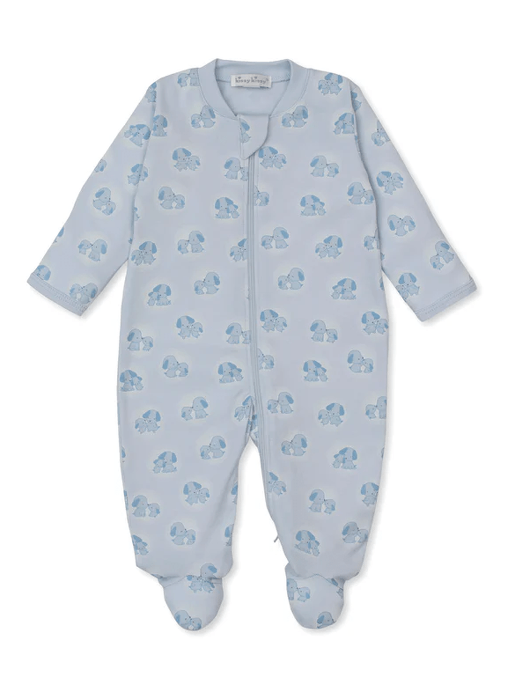 Puppy Family Blue Zip Footie