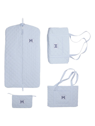 Quilted Luggage - Blue Bow