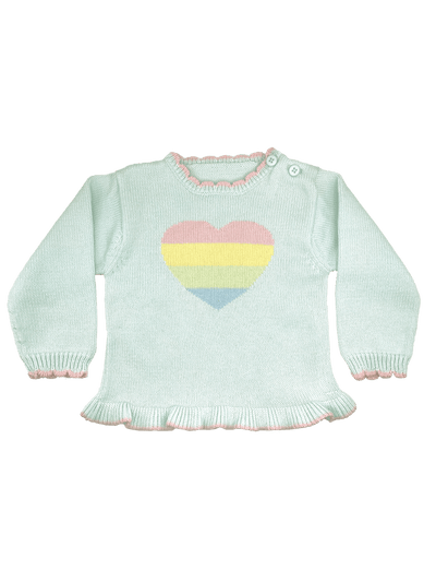 Rainbow Heart Knit Sweater