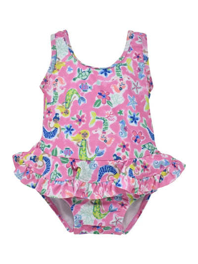 UPF 50+ Stella Infant Ruffle Swimsuit - Mystic Mermaids