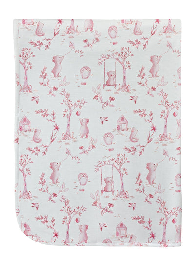 Toile de Jouy Pink Receiving Blanket