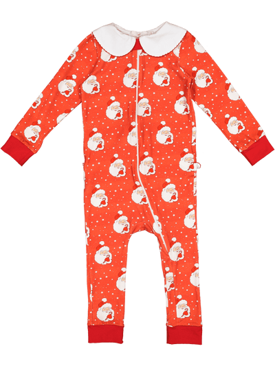 Red Santa Glows Zipped Girl Pajama