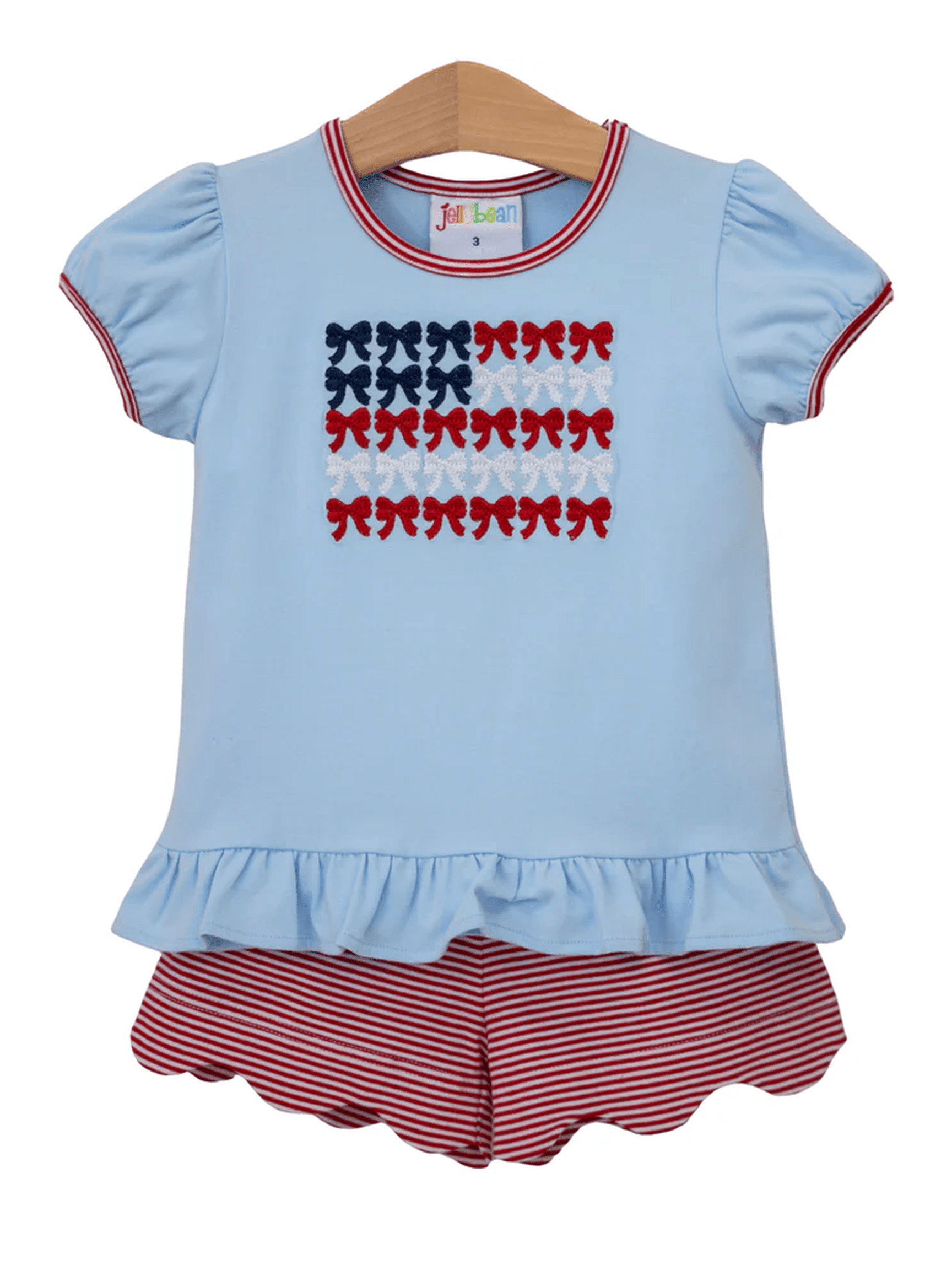 Red, White, and Bows Scallop Short Set