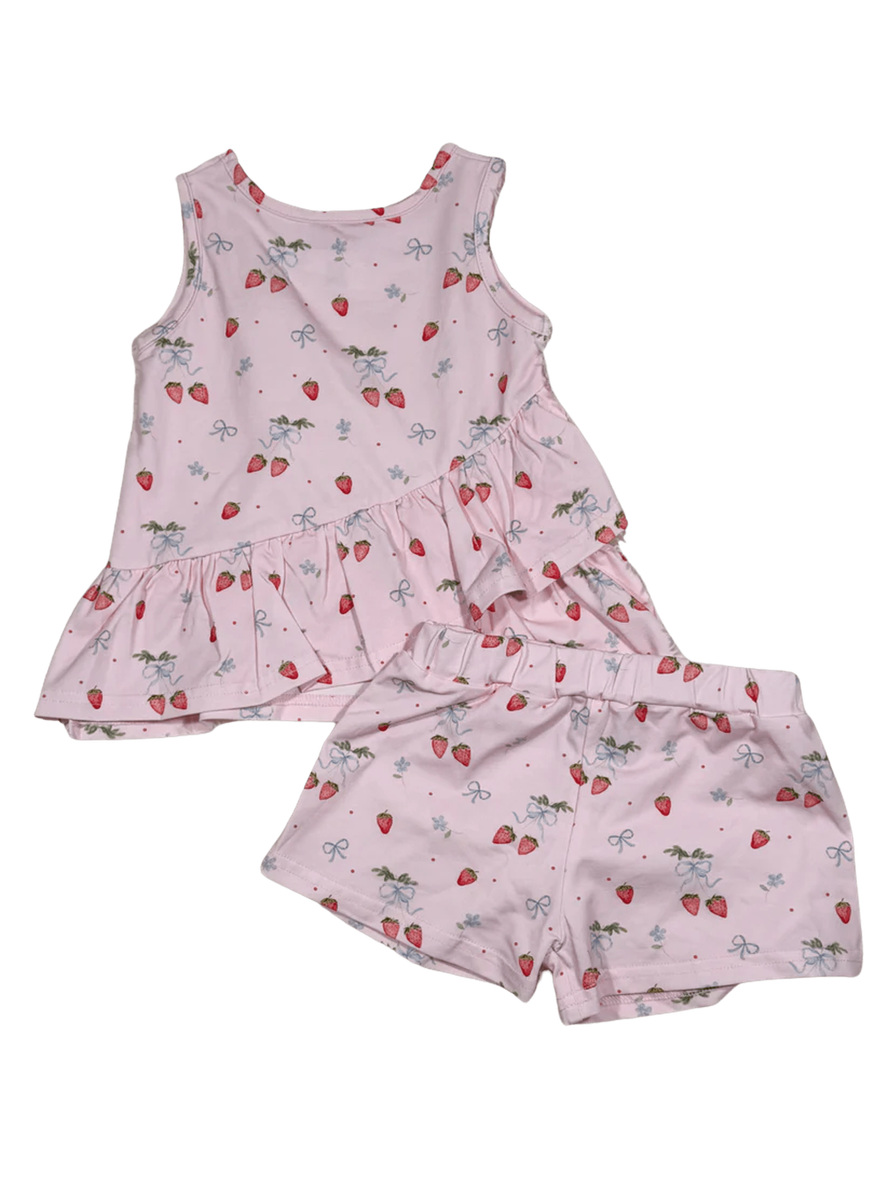 Rosie Ruffle Back Top with Susie Shorts- Summerfield Strawberries