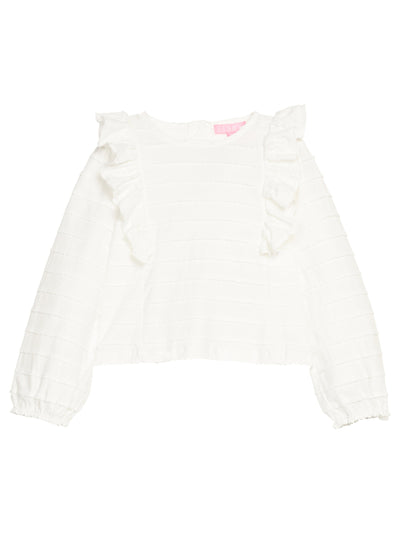 PRE-ORDER Ruffle Blouse - White Scallop