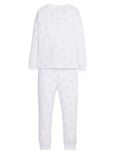 Ruffled Printed Jammies - Pink Hearts