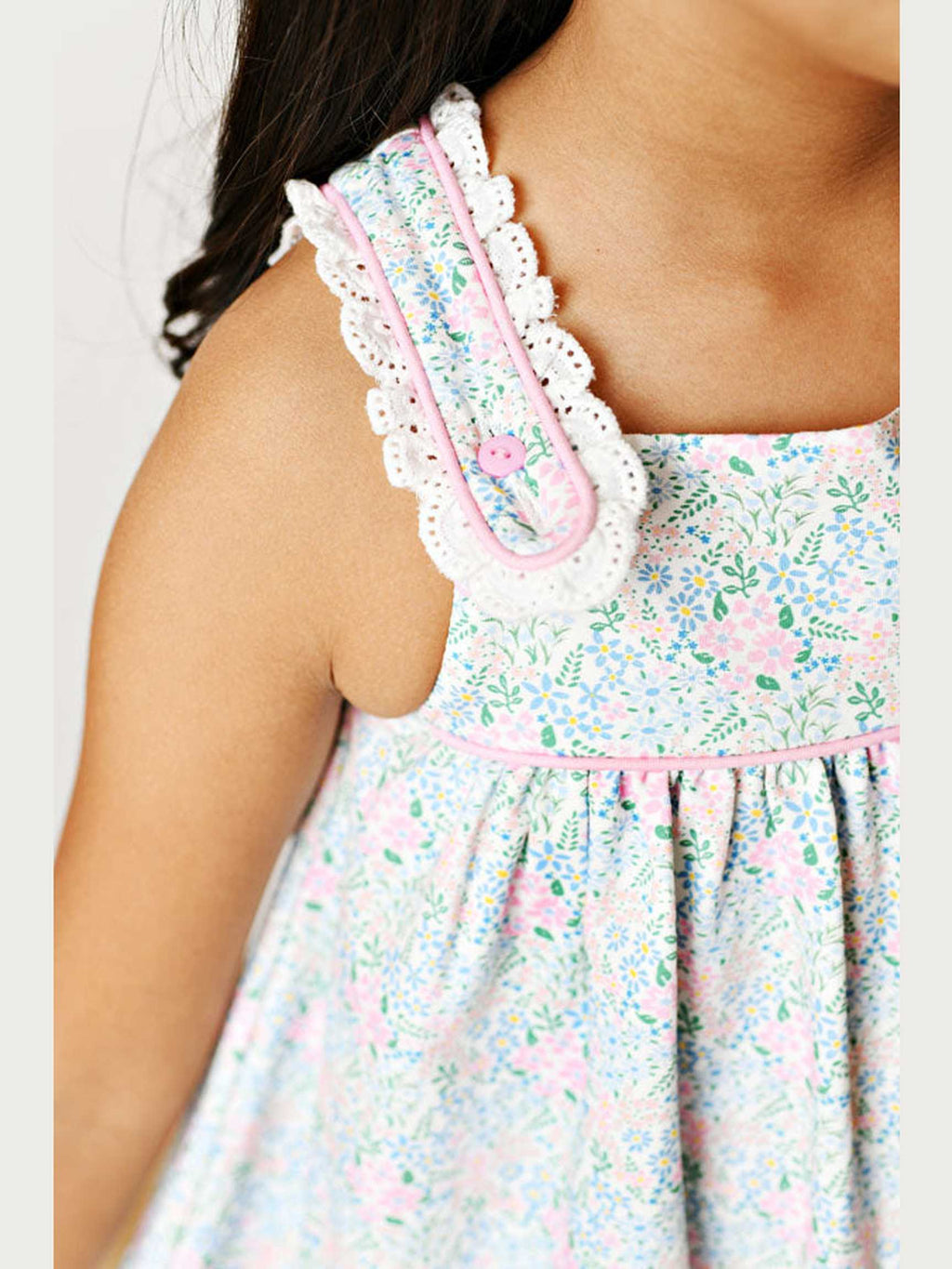 Floral Eyelet Trim Dress