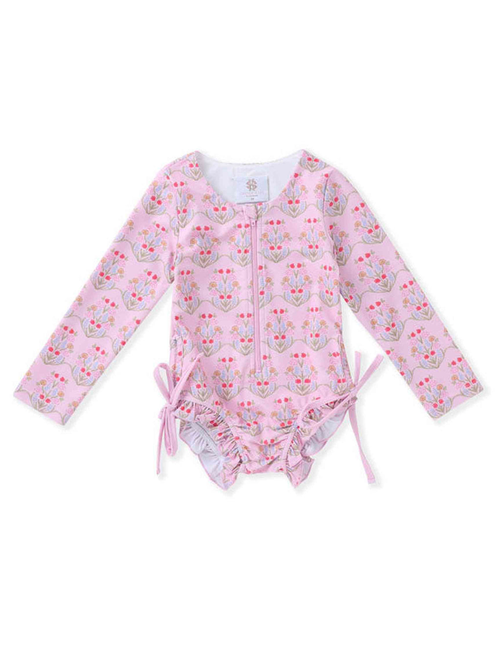 Pink Floral 1pc Rashguard Swimsuit