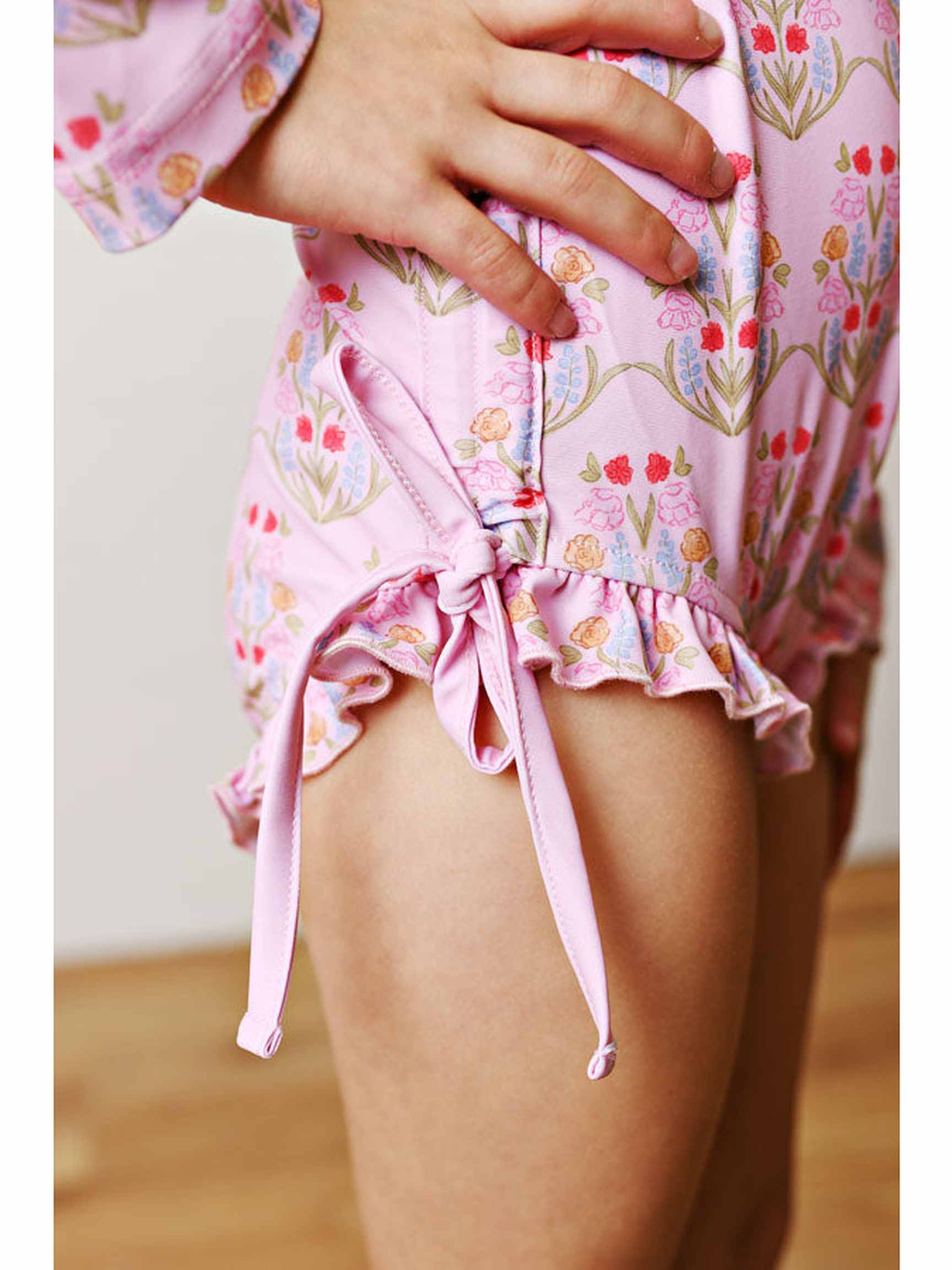 Pink Floral 1pc Rashguard Swimsuit