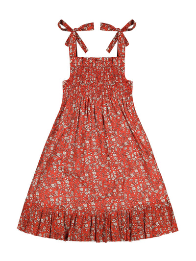 India Shoulder Tie Sundress - Red Floral