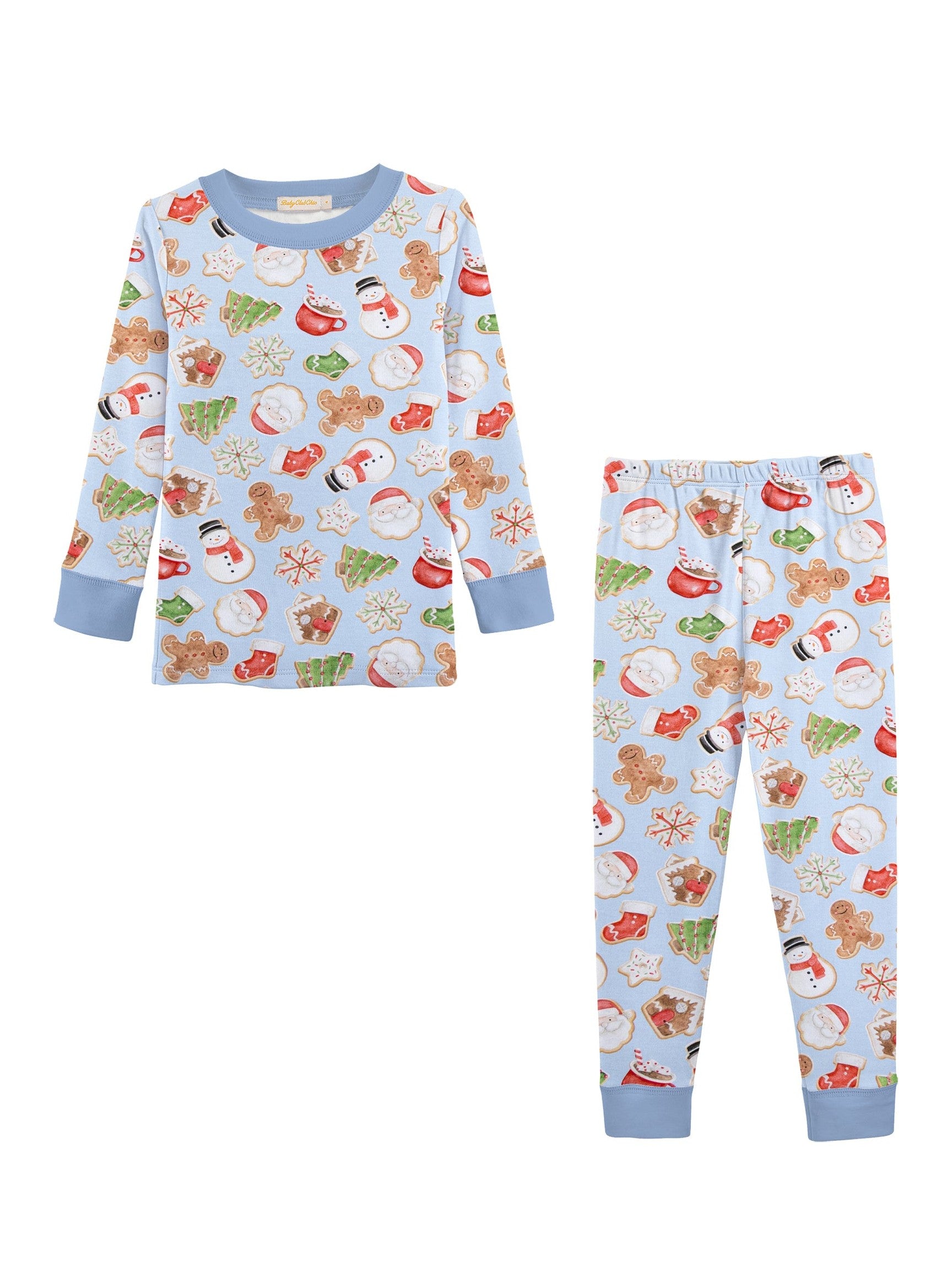 Santa'S Treats - Lt. Blue Printed Pima Kid Set