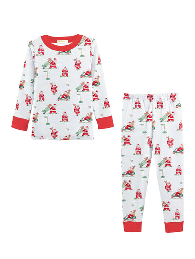 Printed Pajama Set - Santa's Golf