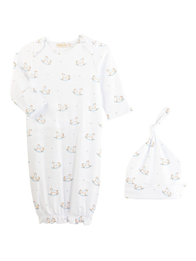 Baby Boy Printed Gown & Hat Set