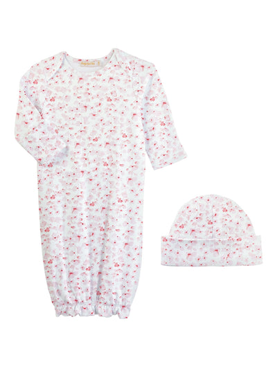 Pink Begonias Gown & Hat Set