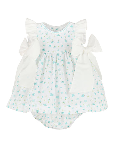 Azure Blooms Dress w/ Bows