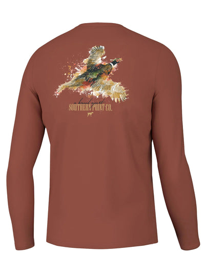 Long Sleeve Splatter Series Pheasant T-Shirt - Chili Oil