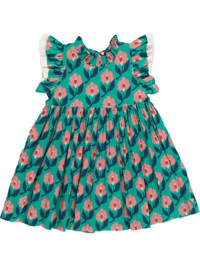 Leila Dress - Green Ikat Floral