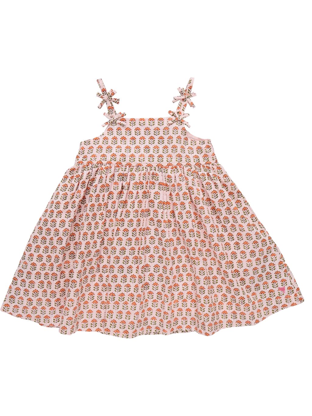 Tia Dress - Pink Prairie Block Print