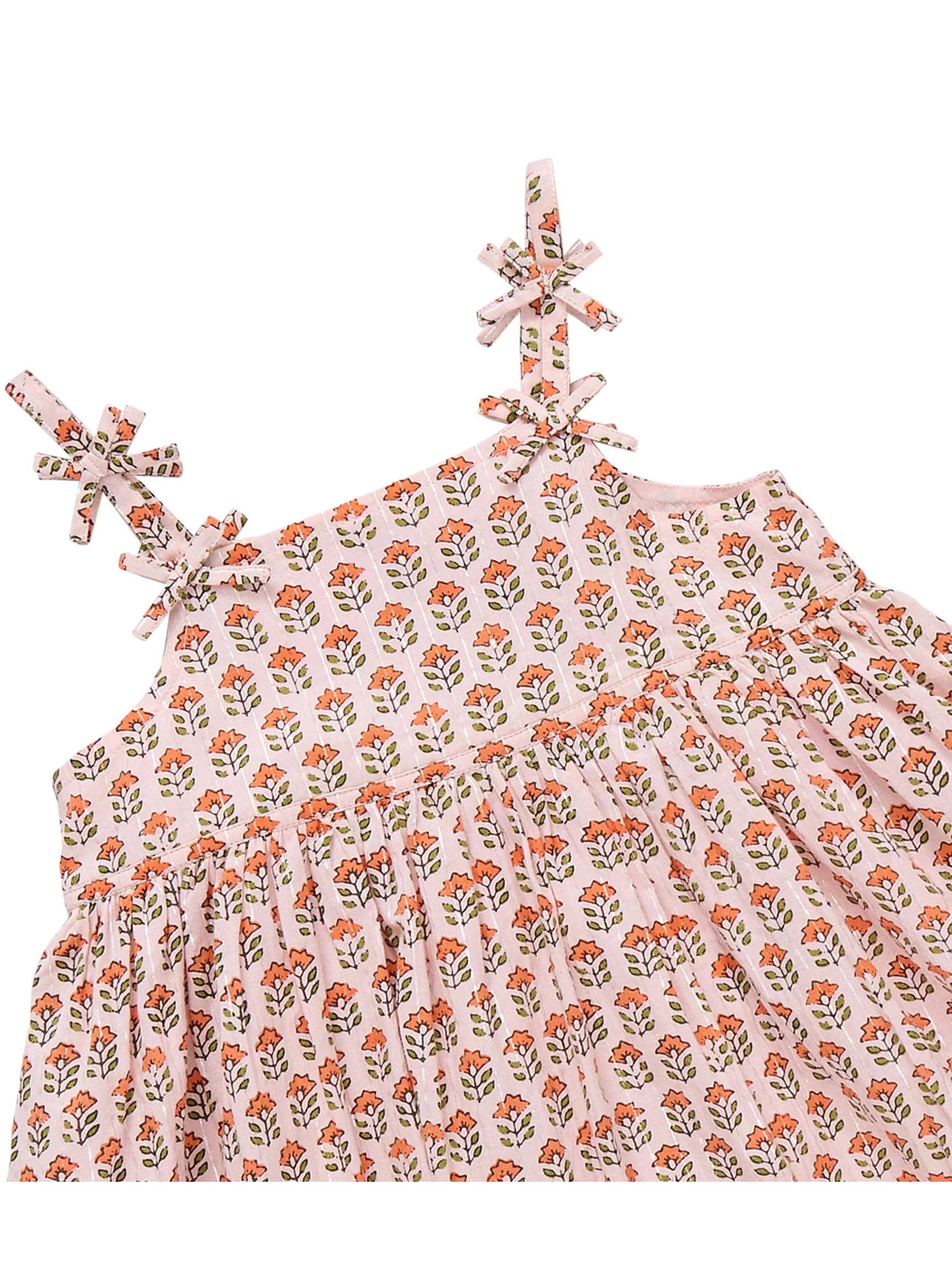 Tia Dress - Pink Prairie Block Print