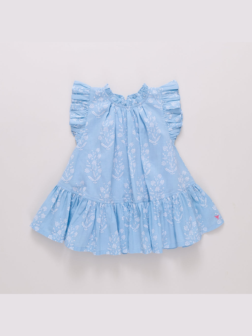 Harper Dress - Blue Dewdrop Block Print