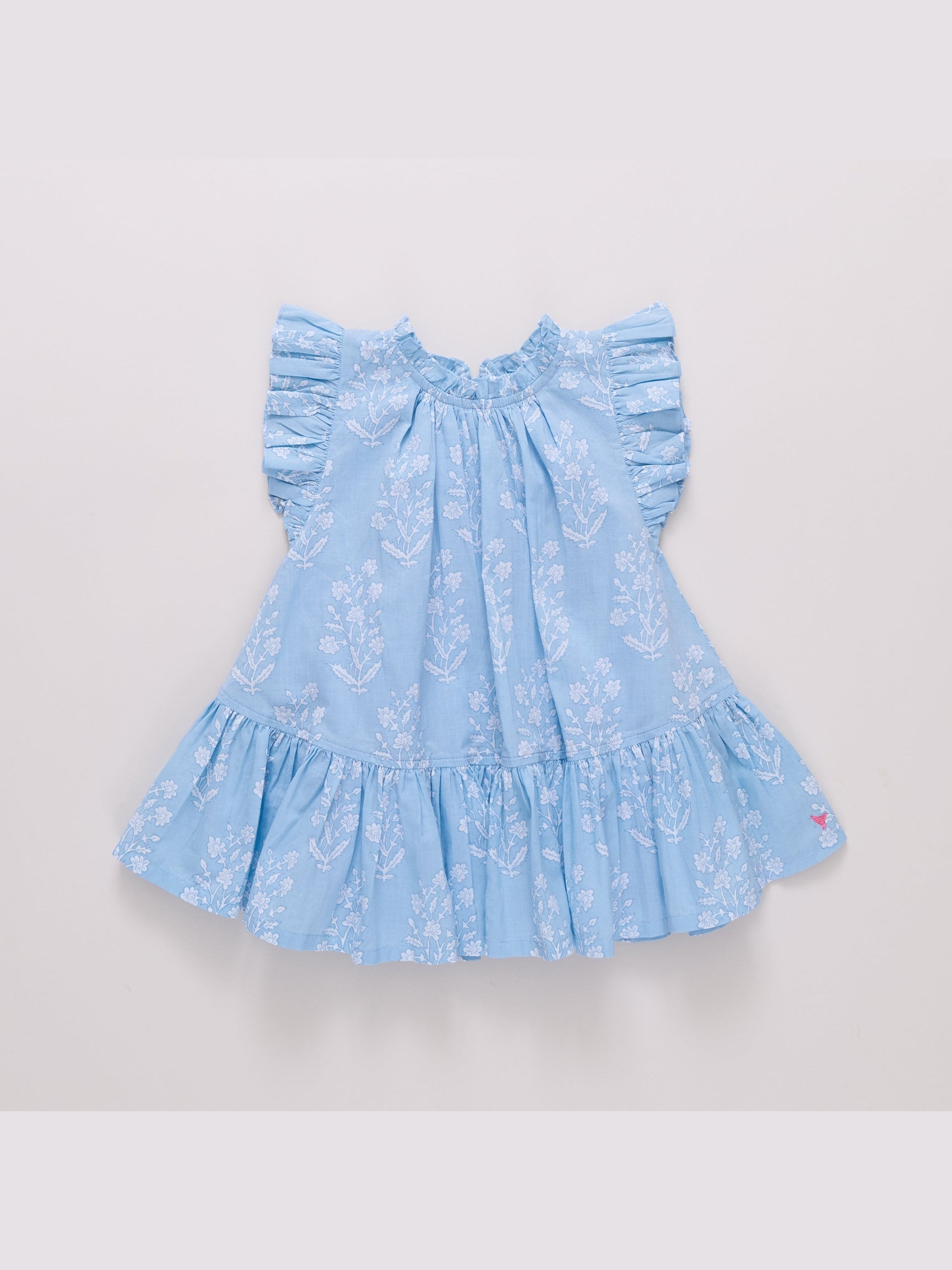 Harper Dress - Blue Dewdrop Block Print