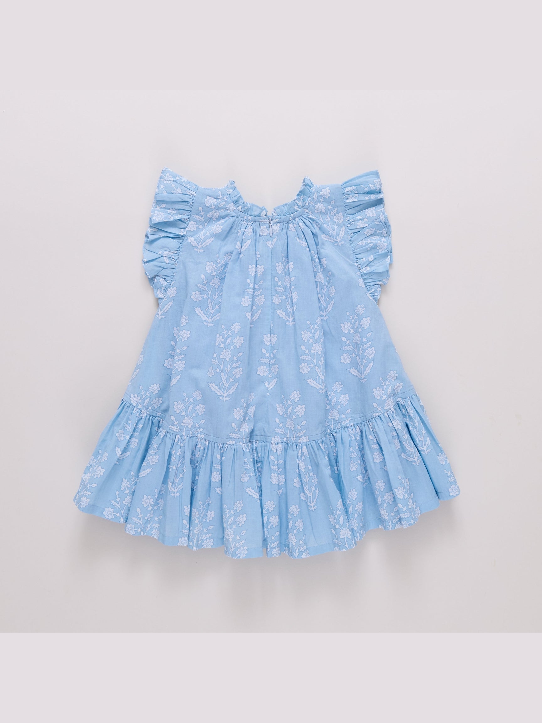 Harper Dress - Blue Dewdrop Block Print