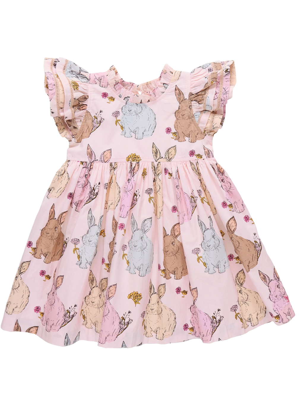 Jennifer Double Ruffle Dress - Vintage Bunnies - Posh Tots Children's Boutique