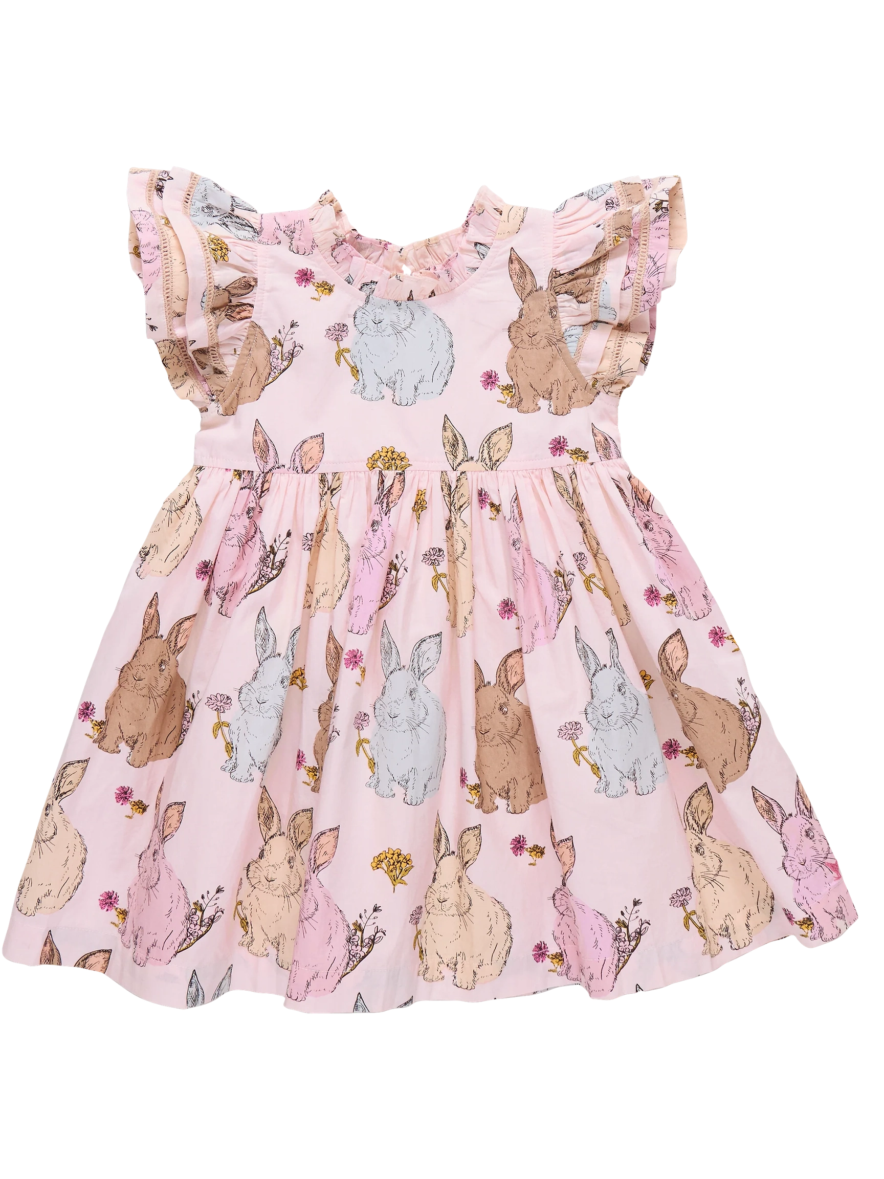Jennifer Double Ruffle Dress - Vintage Bunnies - Posh Tots Children's Boutique
