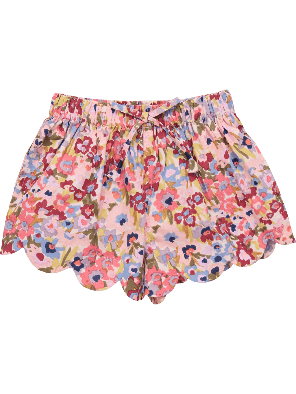 Scalloped Short - Burgundy Sketched Floral