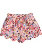 Scalloped Short - Burgundy Sketched Floral