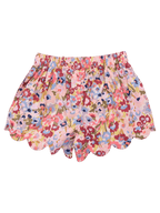 Scalloped Short - Burgundy Sketched Floral