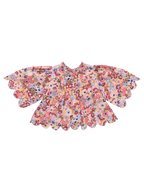 Scalloped Misha Top - Burgundy Sketched Floral