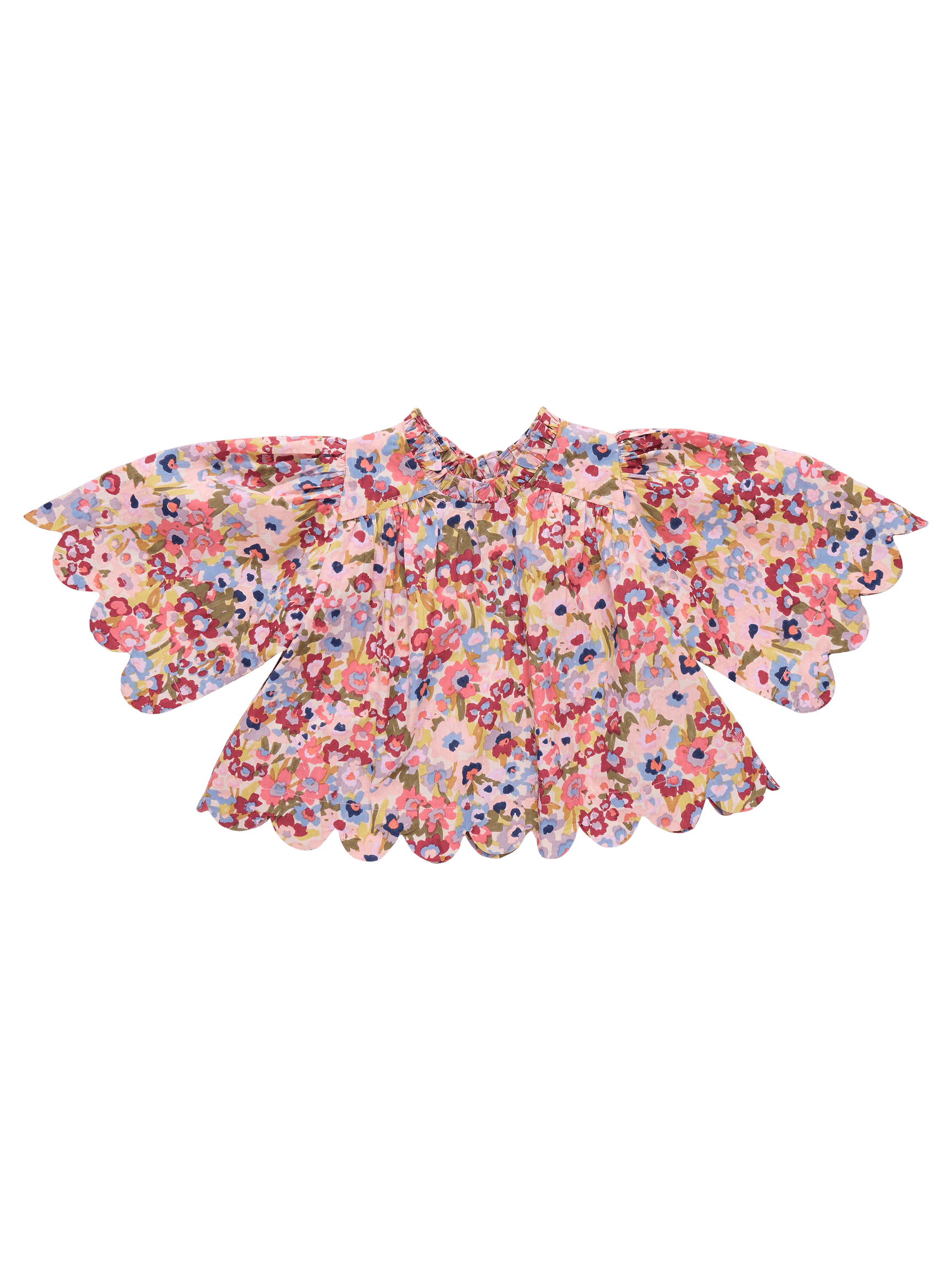 Scalloped Misha Top - Burgundy Sketched Floral