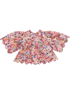 Scalloped Misha Top - Burgundy Sketched Floral