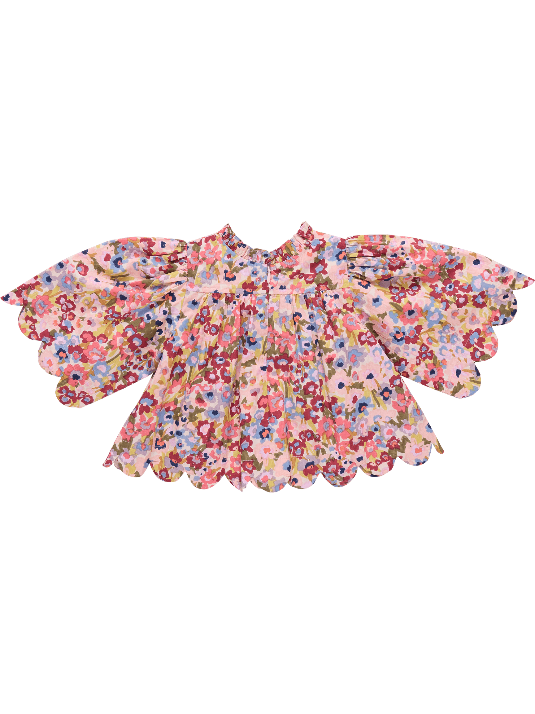 Scalloped Misha Top - Burgundy Sketched Floral
