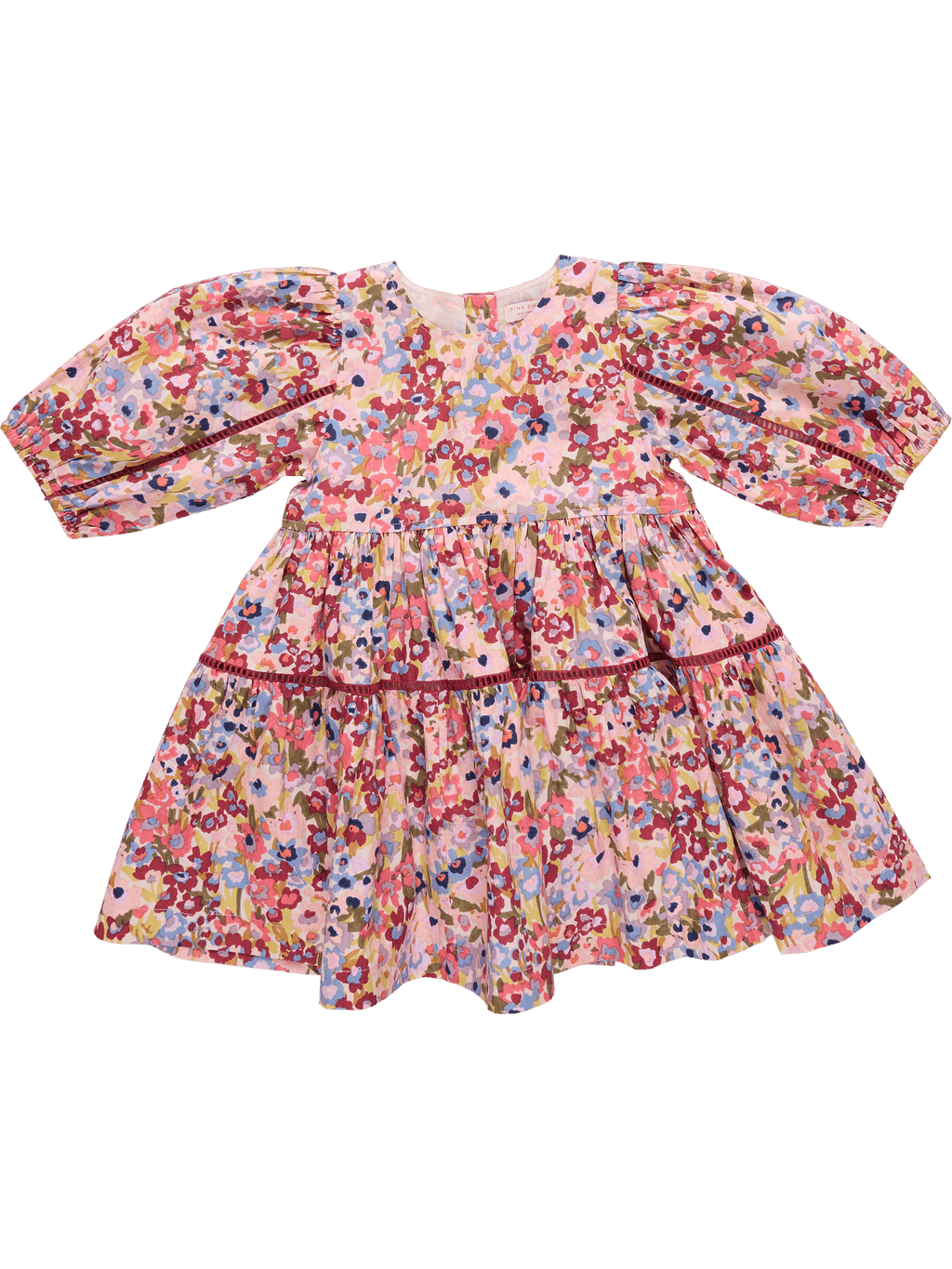 Maribelle Dress - Burgundy Sketched Floral
